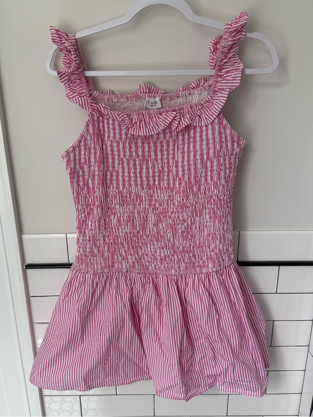 Le Lis Pink and White Striped Ruffle Sundress